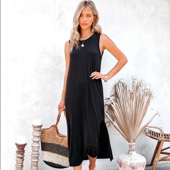 Vici | Mod Ref Black White MiDi Speckle Dress Front Pocket